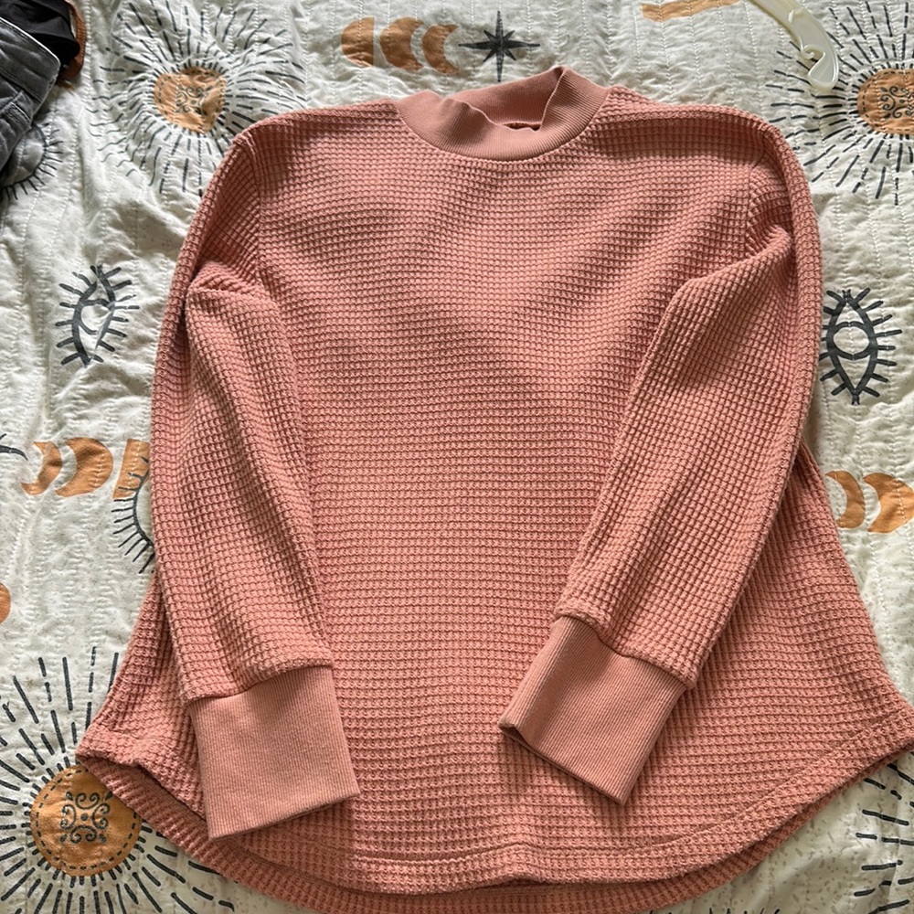 Madewell size small chunky waffle knot thick blush pink long sleeve shirt